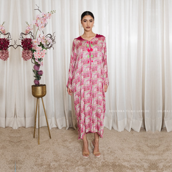 Cotton Floral Print Embroidered Kaftan R24-12