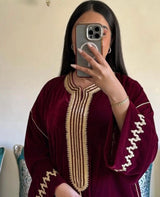 CAFTAN VELOUR BORDEAUX